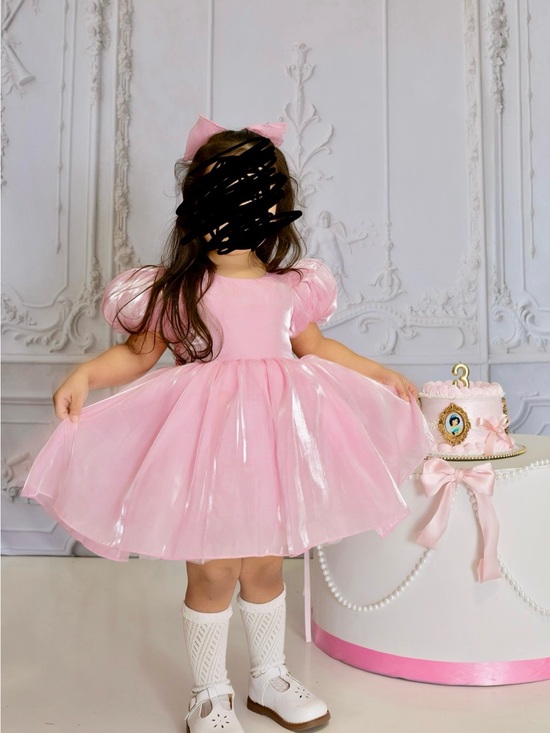 Other - Birthday Pink Shimmer Tulle Puff Sleeve Dress for Toddler